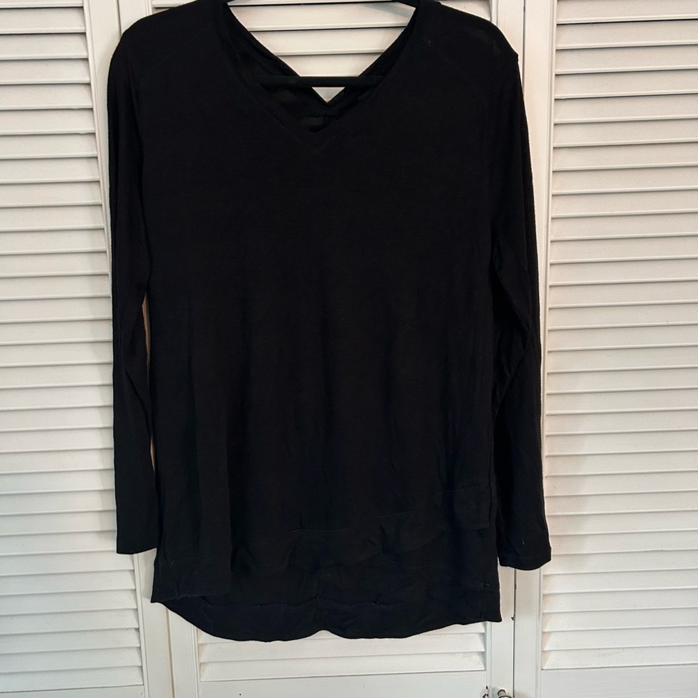 Joe Fresh Black Long Sleeve V-Neck Top